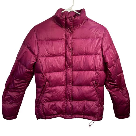 Lands End Womens Down Puffer Coat Med Pink Quilted Insulated Warm Winter Outdoor - Picture 1 of 12